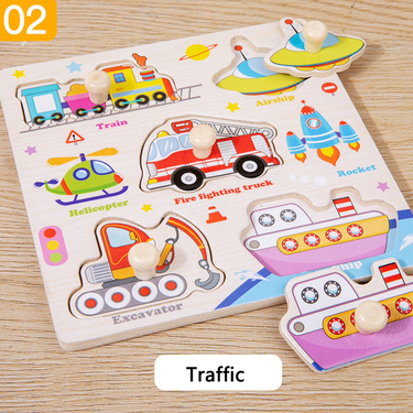 Wooden Traffic Themed Puzzle Board With Knobs